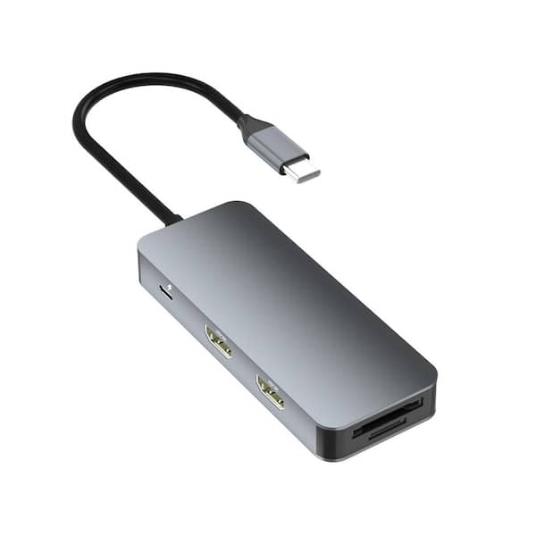 BIBIVIS Dual HDMI Adapter for 2 Monitors, 8-in-1 USB C Hub Multiport Adapter with HDMI USB PD SD TF