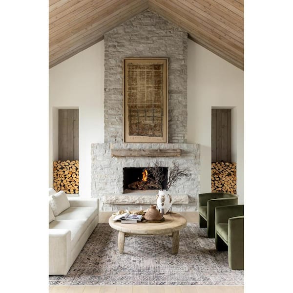 Eleni Gray Traditional 9 ft. x 12 ft. Indoor Machine-Washable Area Rug