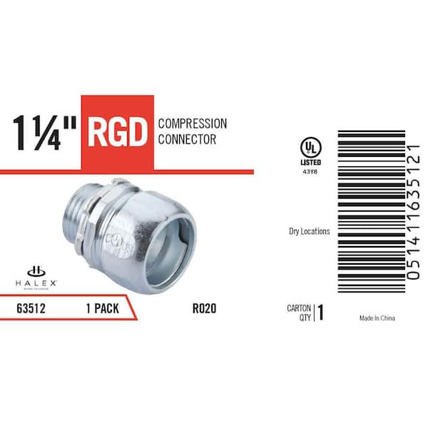 Halex 1-1/4 in. Rigid Compression Conduit Connector 63512 - The