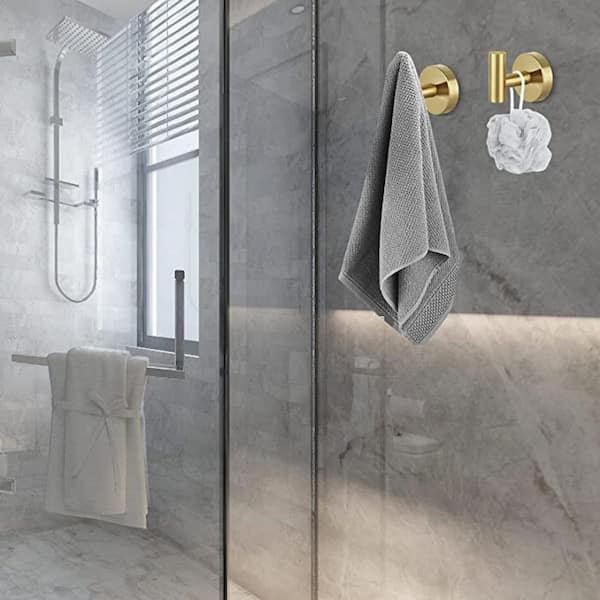 Dyiom Towel Hooks Bathroom Coat Hook Robe Hook Stainless Steel, J-Hook, Robe/Towel Hook, in Gold, G0ld