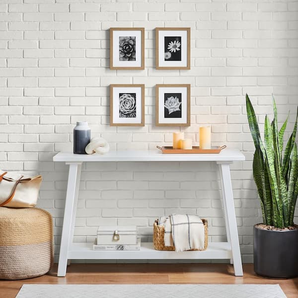 8 in. x 10 in. White Matted 5 in. x 7 in. Opening Ash Gallery Wall Picture Frame (Set of 4)