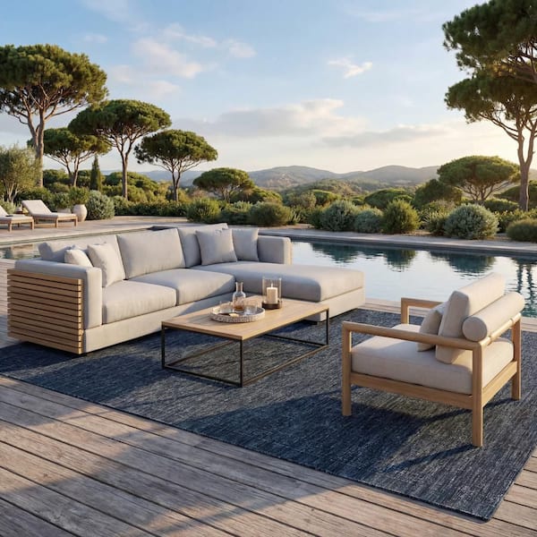 Anessae Contemporary Navy 6 ft. x 9 ft. Outdoor Area Rug