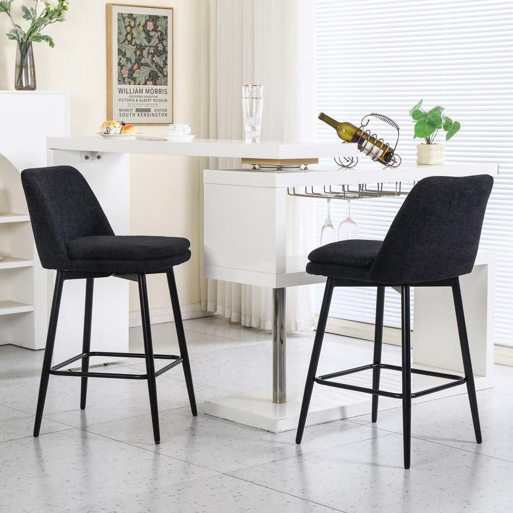 35.8 in. H Counter Height Black Swivel Metal Legs Bar Stools with Back Metal Legs for Kitchen Island (Set of 2) price history on PriceWatchPro