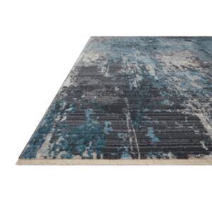 Samra Charcoal/Sky 9 ft. 6 in. x 13 ft. 1 in. Modern Abstract Marble Area Rug