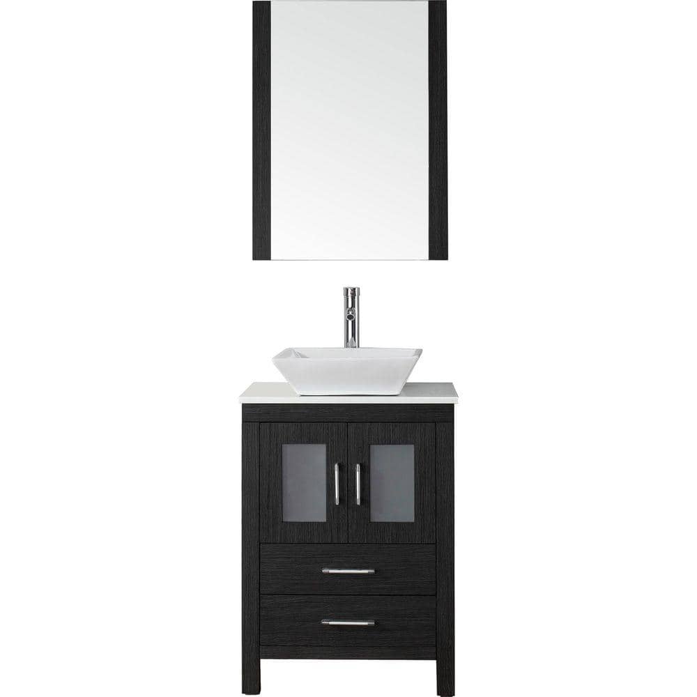 Virtu Usa Dior 25 In W Bath Vanity In Zebra Gray With Stone Vanity Top In White With Square Basin And Mirror And Faucet Ks 70024 S Zg The Home Depot