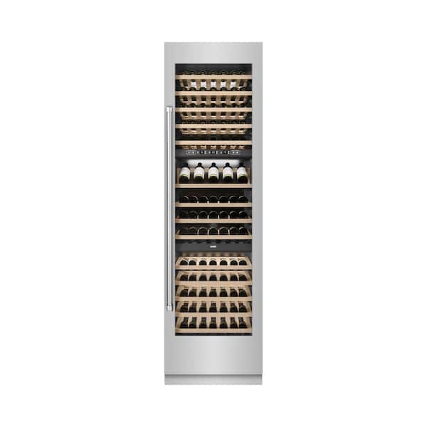 24 in. 12.4 cu. ft. Triple Zone 100-Bottle Column Wine Cooler in Stainless Steel