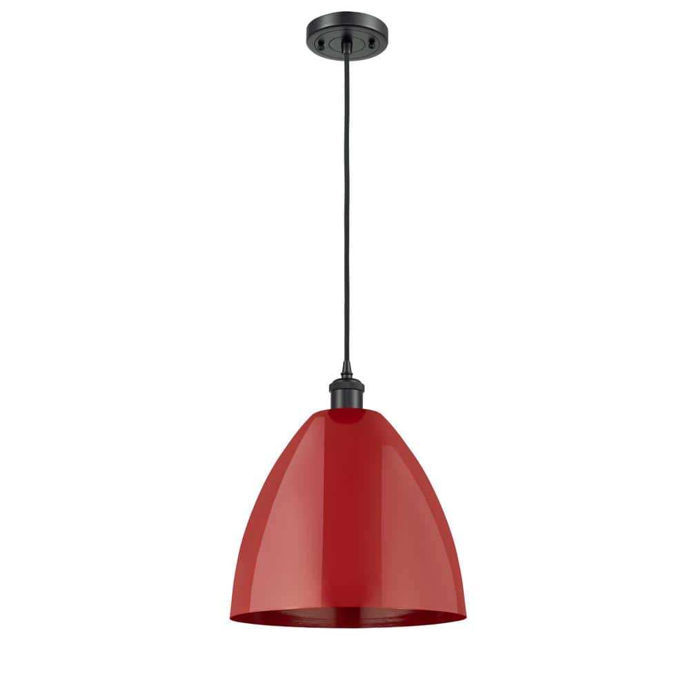 Plymouth Dome 1-Light Matte Black Cone Pendant Light with Red Metal Shade price history on PriceWatchPro