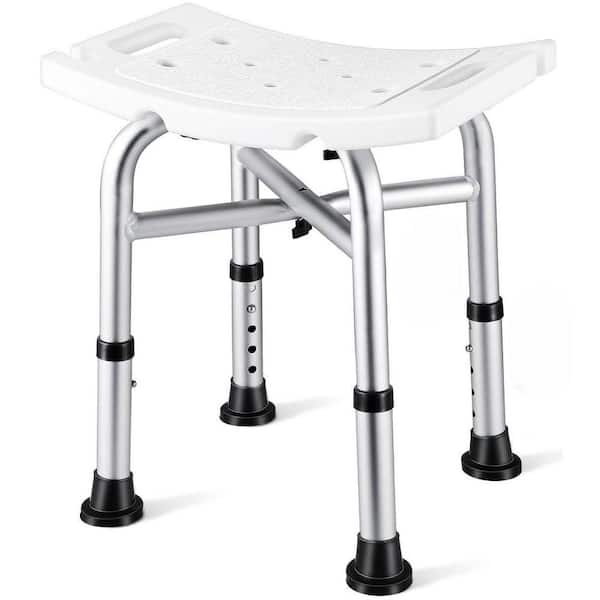 16.54 in. W Freestanding Heavy Duty Shower Stool 5 Height Adjustable Shower Seat for Inside Shower in White