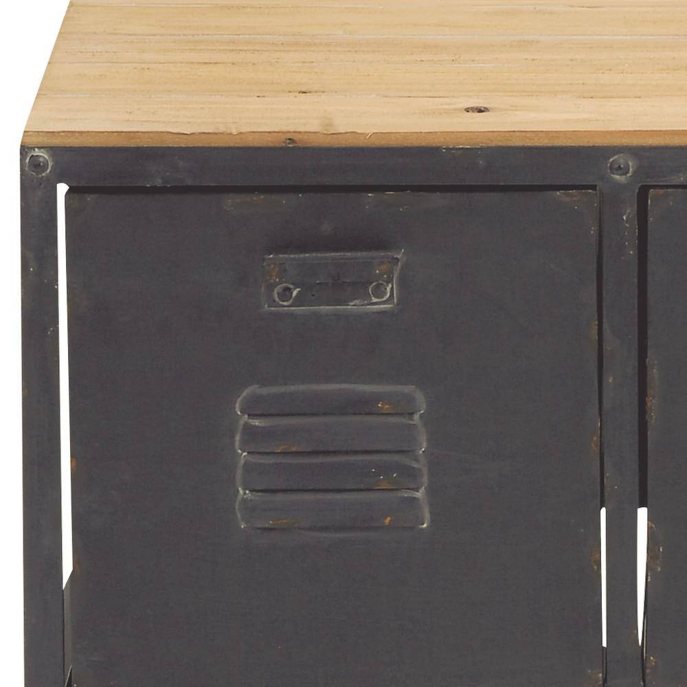 Industrial Charm Black and Cocoa Brown Storage Bench with 3 Drawers