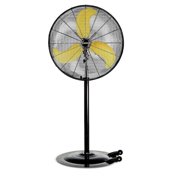 30 in. 3 Fan Speeds Pedestal Oscillating Fan in Yellow with Wheels, Adjustable Height Commercial or Industrial Fan