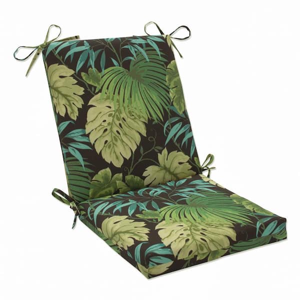 Pillow Perfect Tropic Botanical 18 in. W x 3 in. H Deep Seat, 1 Piece Chair Cushion and Square Corners in Green/Brown Tropique
