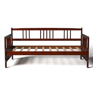 Chocolate Twin Size Daybed with Wood Slats and Rails