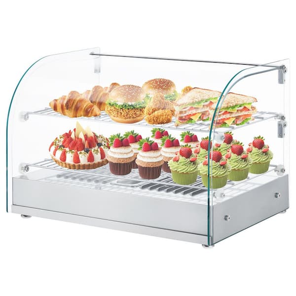 Commercial Food Warmer Display, 2-Tier Electric Food Warmers Countertop, 24 in. Stainless Steel Pastry Display Case
