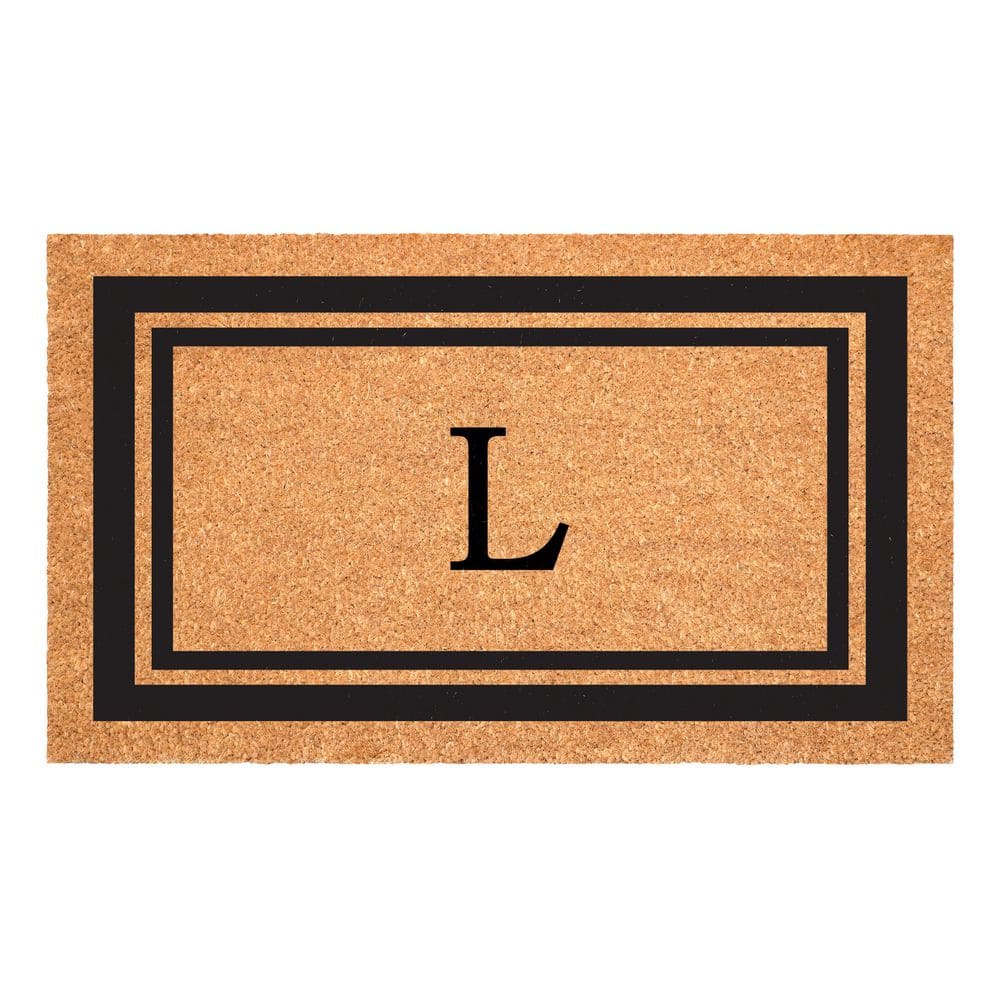 Calloway Mills Black Border Monogram Door Mat 18 in. x 30 in. (Letter L) 152961830L - The Home Depot