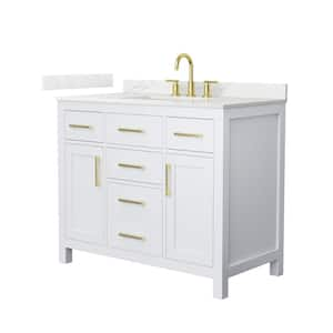 Beckett 42 in. Single Freestanding White Bath Vanity with Giotto Quartz Top (Assembled)