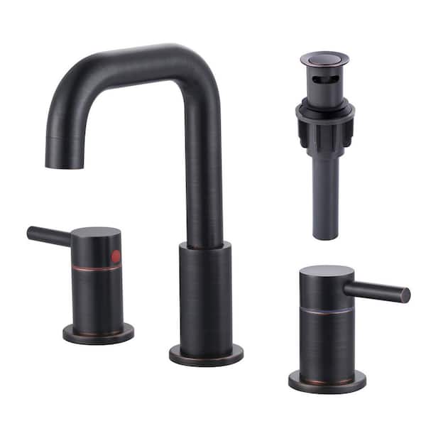 8 in. Widespread Double Handle Bathroom Faucet with Pop-Up Drain Included in Oil Rubbed Bronze