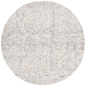 Abstract Gray/Ivory 6 ft. x 6 ft. Contemporary Marble Round Area Rug