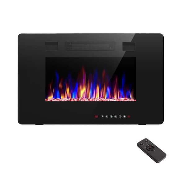 Edendirect 30 in. Wall Mount Metal Electric Fireplace in Black, with Remote, Low Noise, 750w/1500w Heating Mode, ETL Certified