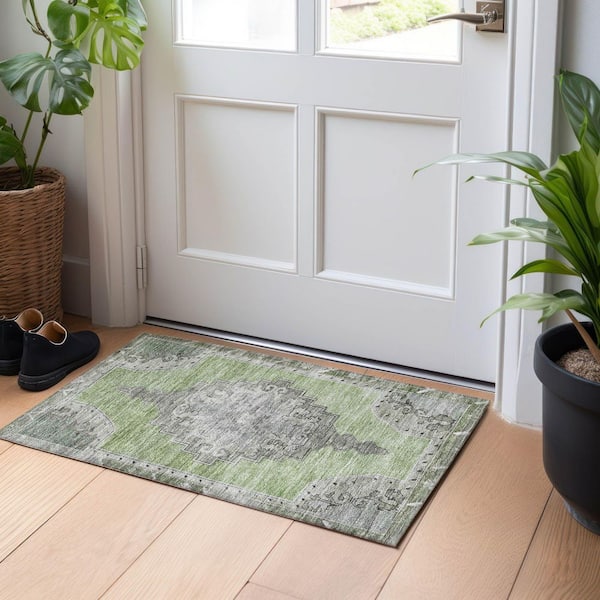 Chantille Machine Washable Indoor/Outdoor Abstract ACN1731 Aloe 2 ft. x 3 ft. Accent Rug