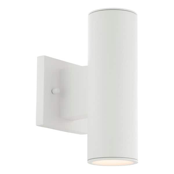 WAC Lighting Cylinder White LED Double Up and Down Outdoor Wall Cylinder Light, 3000K