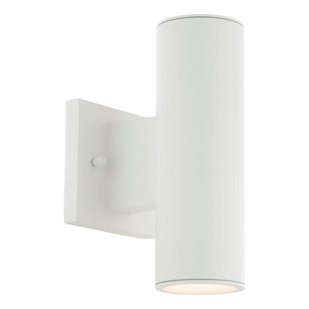 Cylinder 10 in. White Outdoor/Indoor Cylinder Sconce Hardwired Integrated LED Selectable CCT-Up and Down Light Output price history on PriceWatchPro