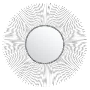 Jaslene 35.25 in. W x 35.25 in. H Iron Round Modern Silver Foil Wall Mirror