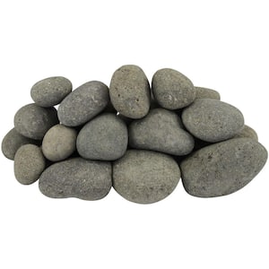 1 in. to 3 in., 30 lb. Grey Caribbean River Pebbles