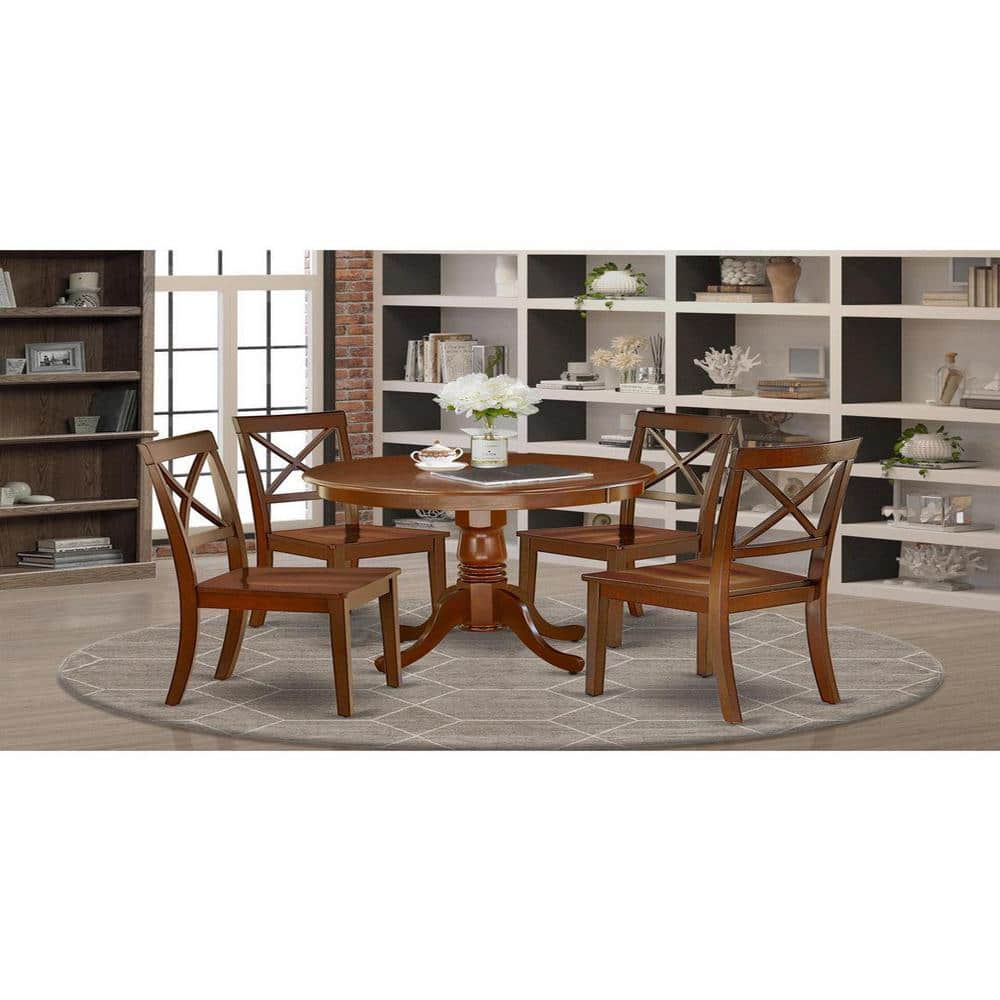 Mahogany Round Pedestal Dining Table with 4 Chairs