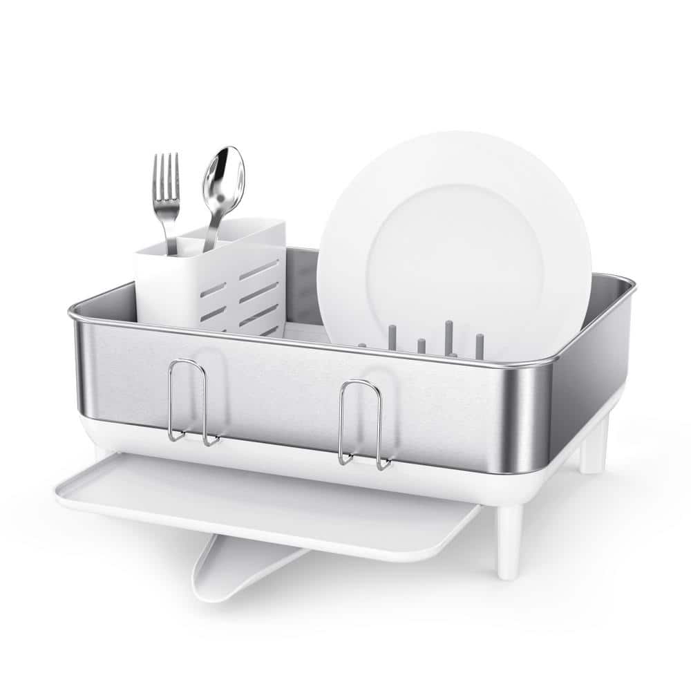 Sakugi Dish Drying Rack - Compact Dish Rack for Kitchen Counter with a  Cutlery Holder, Durable Stainless Steel Kitchen Dish Rack for Various  Tableware, Dish Drying Rack with Easy Installation, White 
