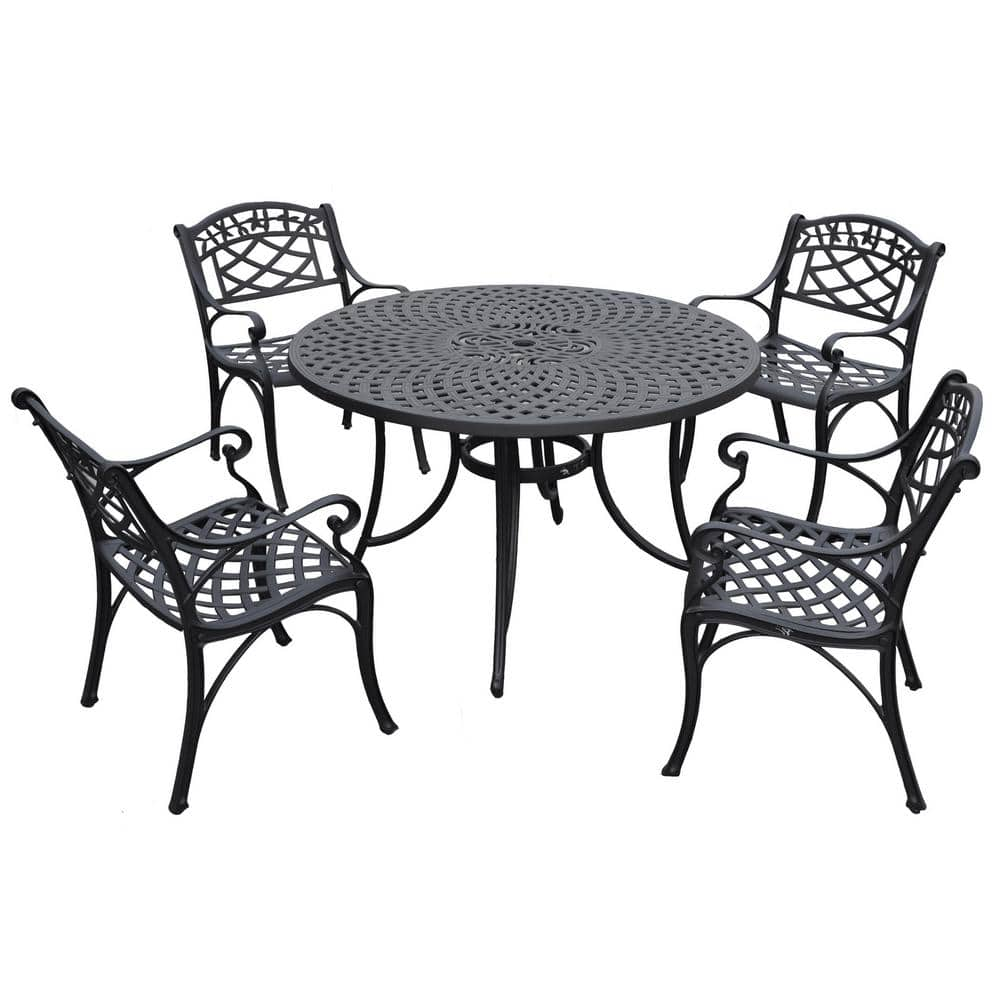 GEROJO 5-Piece Black Cast Aluminum Patio Furniture with Cushions In Random  Colors - ShopStyle Outdoor Dining Collections