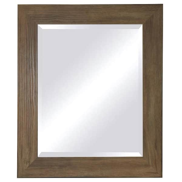 Unbranded 22 in. W x 26 in. H Framed Rectangular Beveled Edge Bathroom Vanity Mirror in Brown