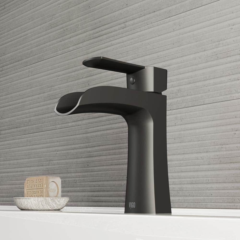 Paloma 6 3/4" Matte Black Brass Single Hole Bathroom Faucet