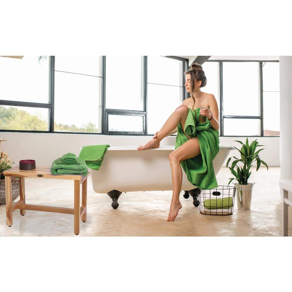 EcoDecors EarthyTeak 30" Solid Teak Wood Shower Bench
