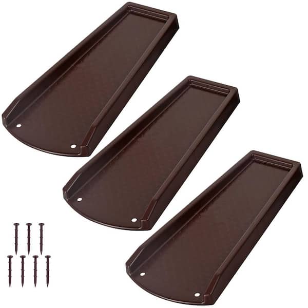 24 in. Brown Rain Gutter Downspout Splash Block, Fixable Gutter Downspout Extensions with PE Nails (3-Pack)