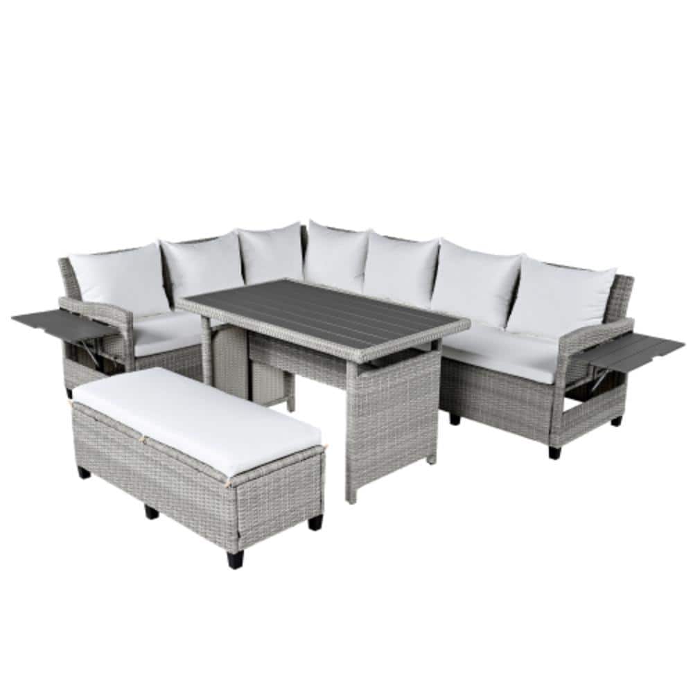 5-Piece Wicker Patio Conversation Set with White Cushions, Water Resistant price history on PriceWatchPro