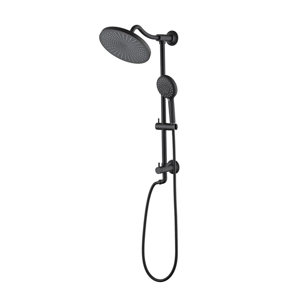 2-Spray 9.84 in. Wall Mount Fixed and Handheld Shower Head, 6-Functions Hand Shower 2.5 GPM in Matte Black price history on PriceWatchPro