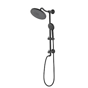 2-Spray 9.84 in. Wall Mount Fixed and Handheld Shower Head, 6-Functions Hand Shower 2.5 GPM in Matte Black