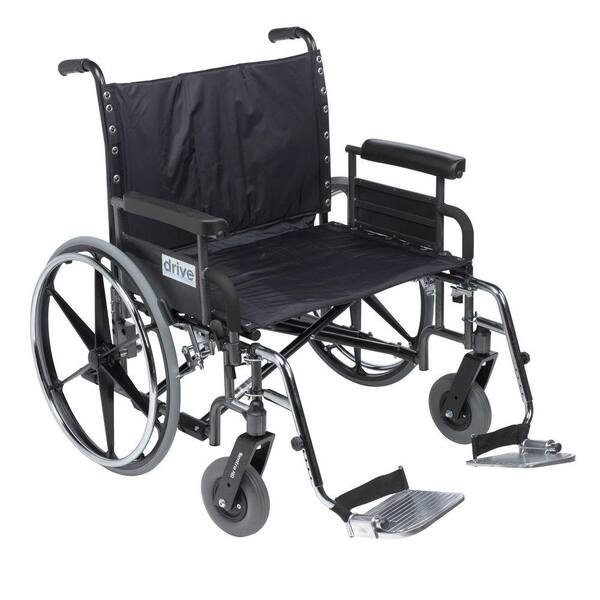 Drive Deluxe Sentra Heavy Duty Extra Wide Wheelchair with Detachable Full Arm, Swing Away Footrests and 30 in. Seat
