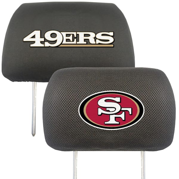 FANMATS NFL San Francisco 49ers Black Embroidered Head Rest Cover Set (2-Piece)