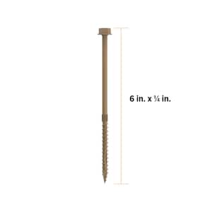 1/4 in. x 6 in. Hex Head Multi-Purpose Hex Drive Structural Wood Screw - PROTECH Ultra 4 Exterior Coated (250-Pack)