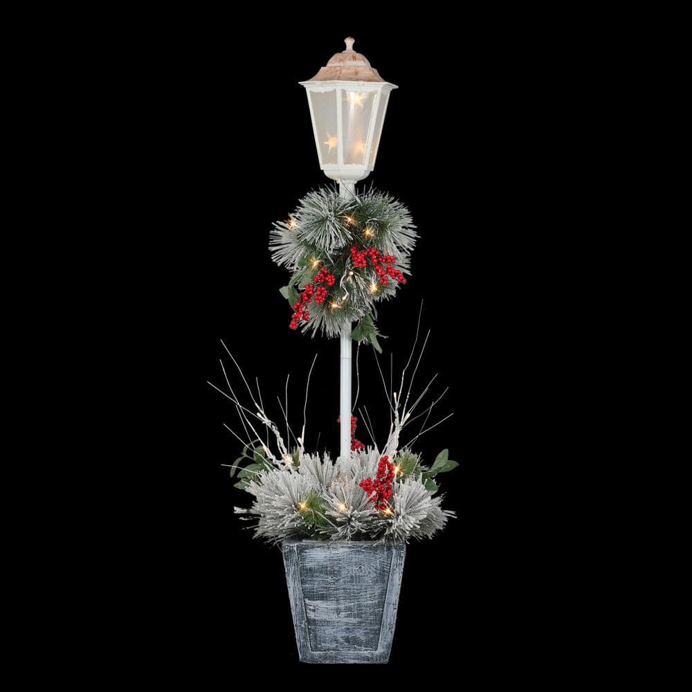 Puleo International 4 ft. Green Pre-Lit Outdoor/Indoor Christmas Lamp ...