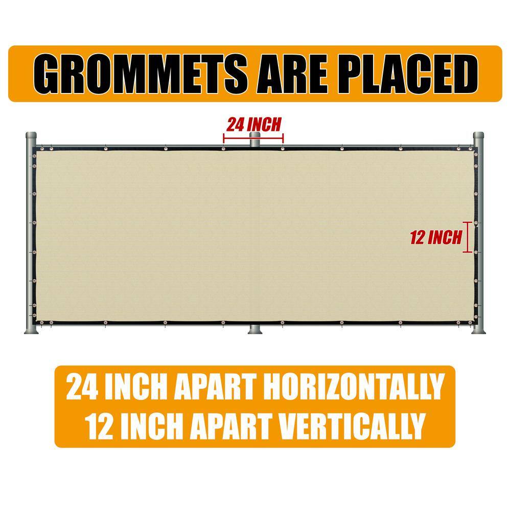 Beige 5' x 25' HDPE Privacy Fence Screen with Grommets