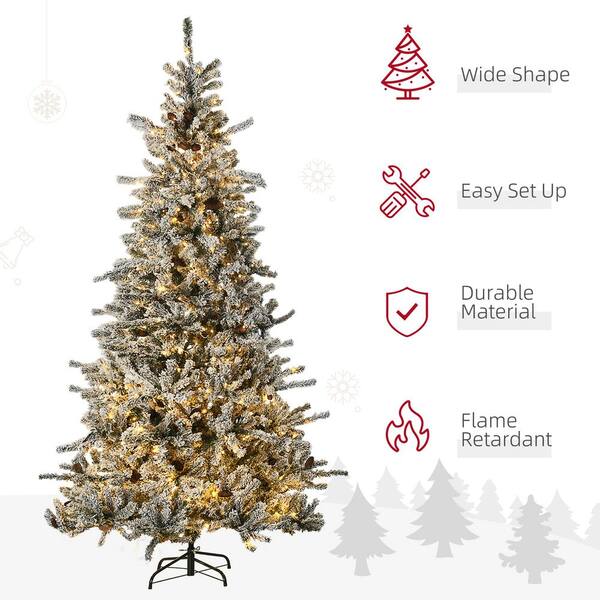 thumbnail image 2 of LuxenHome 7FT Flocked Christmas Tree, Unlit Downswept Slim Pencil Christmas Tree 2 of 12