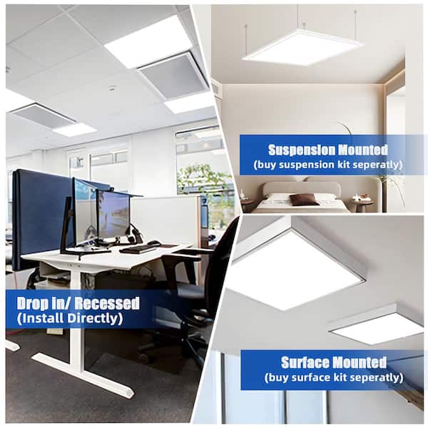 Bieuoram 2 ft. x 2 ft. 5800 Lumens Integrated LED Flat Panel Light, 5000K Daylight Dimmable Commercial Light for Office (12-Pack)