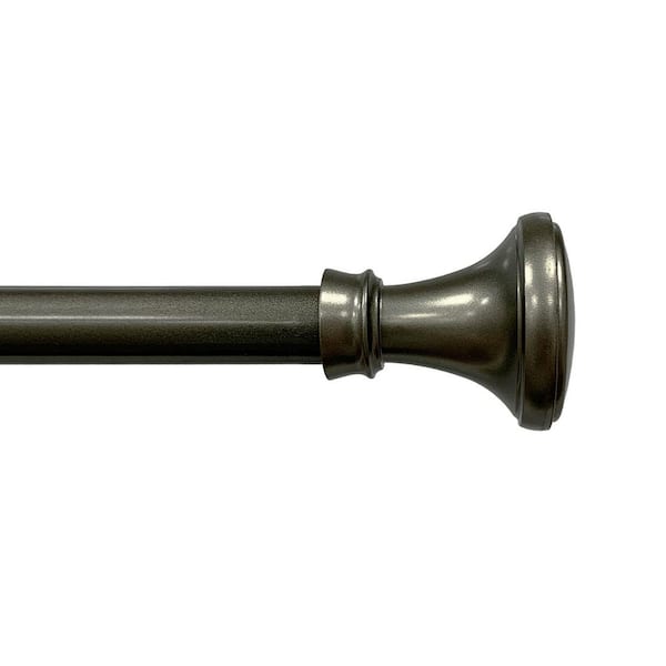 Lumi 28 in. - 48 in. Adjustable Single Curtain Rod 5/8 in. Dia. in Pewter with Trumpet finials