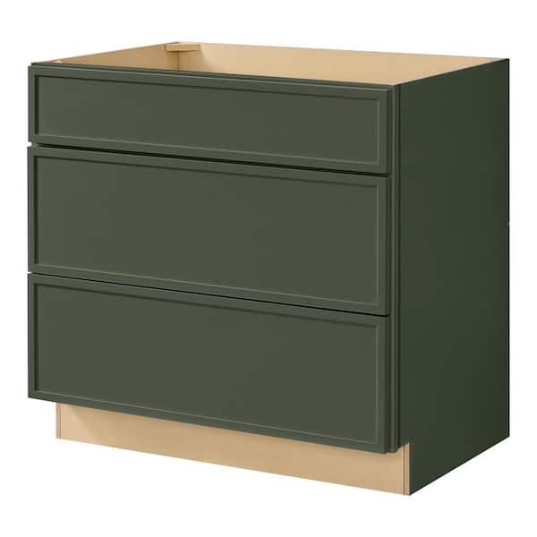 Leyton 36 in. W x 24 in. D x 34.5 in. H Ready to Assemble Plywood Slim Shaker Cooktop Base Kitchen Cabinet in Fern Green