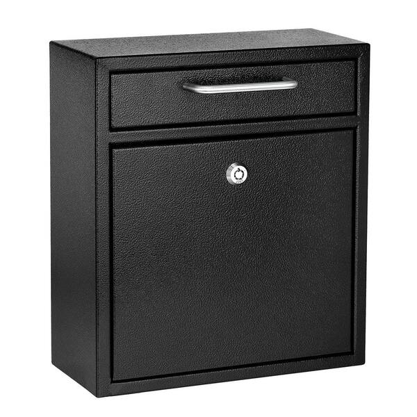 AdirOffice Medium Black Wall-Mounted Steel Drop Box Mailbox 631-05