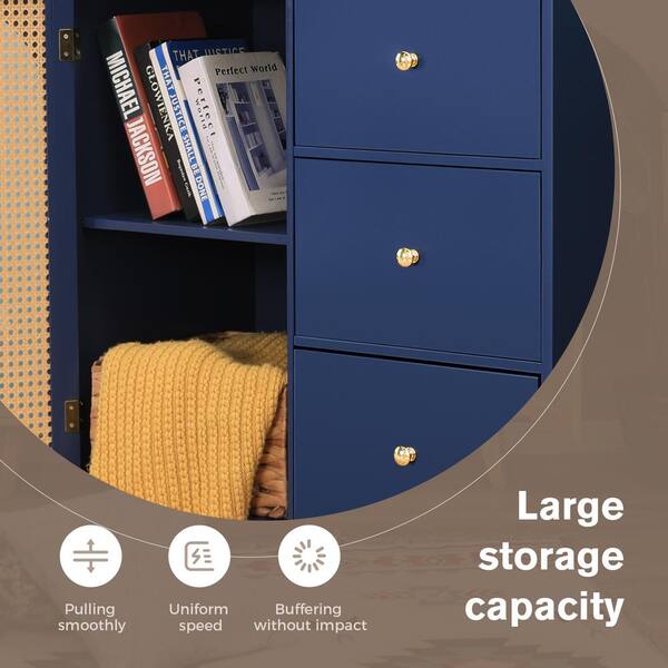 blue rattan dresser 4 drawers teal rattan dresser  HelloCutieFurniture