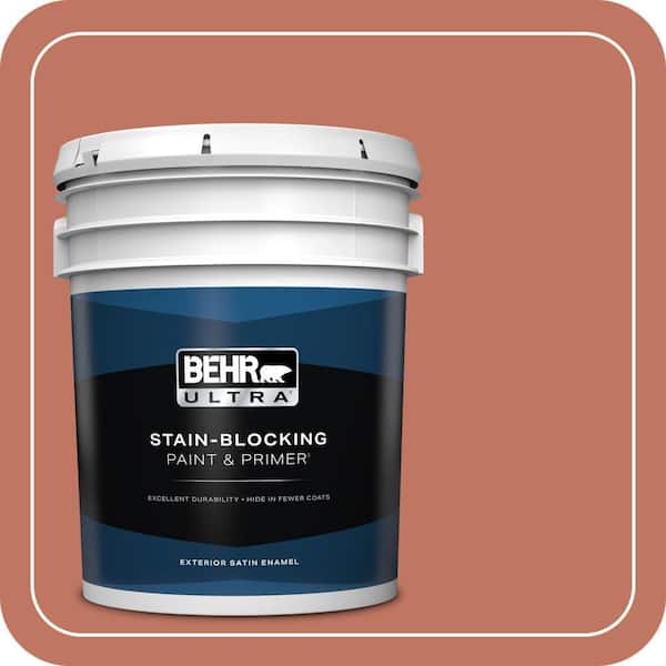 BEHR ULTRA 5 gal. #210D-6 Caribbean Coral Satin Enamel Exterior Paint & Primer