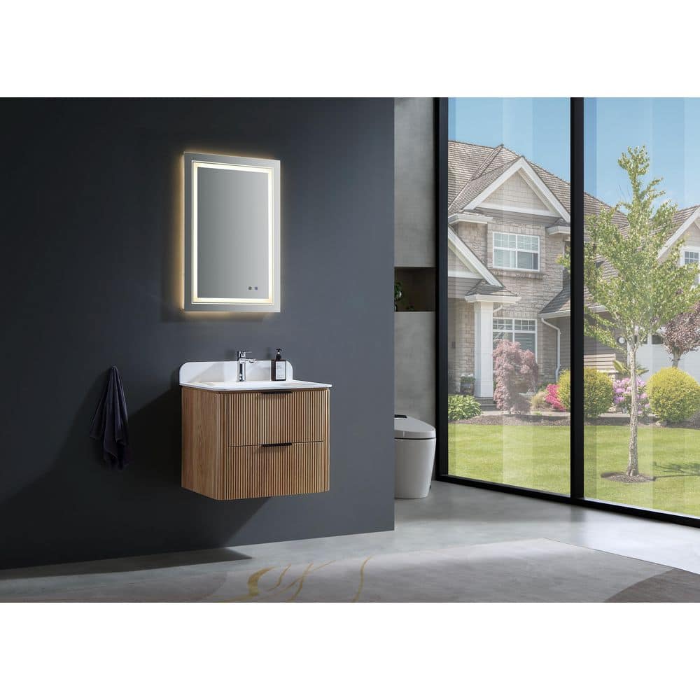 Elio 24 in. W x 18.9 in. D x 20 in. H Oak Color Bath Vanity with White Acrylic Top With Single White Sink price history on PriceWatchPro